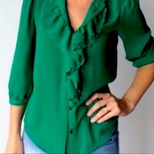 HD in Paris Anthropology Green blouse. Size L Great condition